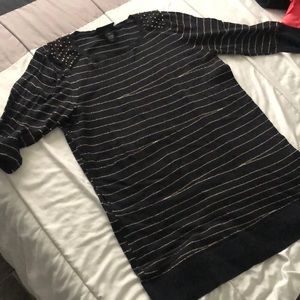 Lane Bryant black /gold stripes studded top 18/20